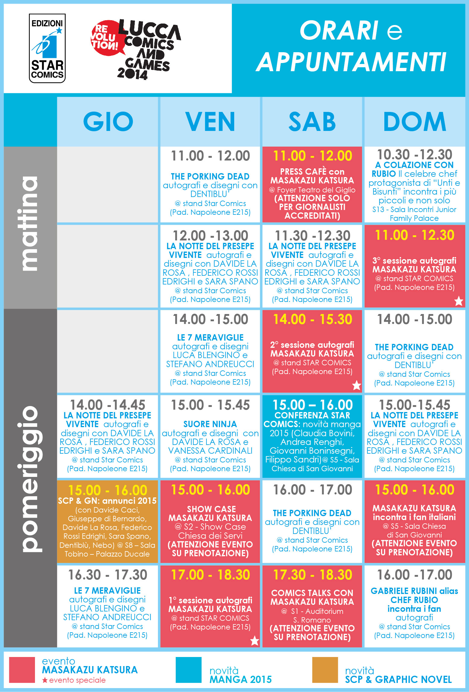 ORARI E APPUNTAMENTI STAR A LUCCA!