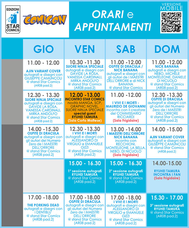 PROGRAMMA COMPLETO STAR COMICS AL COMICON